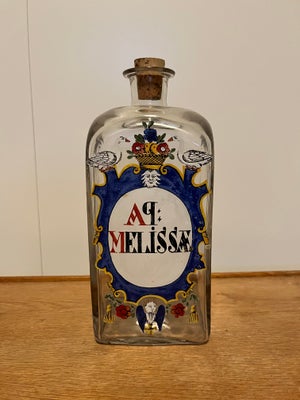 Glas, Apotekerflaske 1986, Holmegaard, Holmegaard Apotekerflasken, krukke med tekst AP MELISSAE fra 