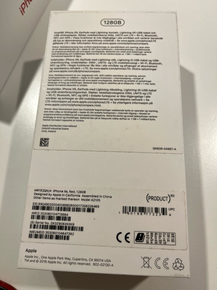 iPhone XR, 128 GB, rød