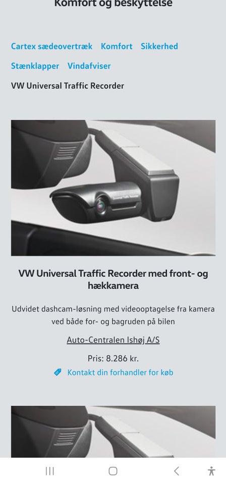 Andet biltilbehør, volkswagen universal traffic Dash cam