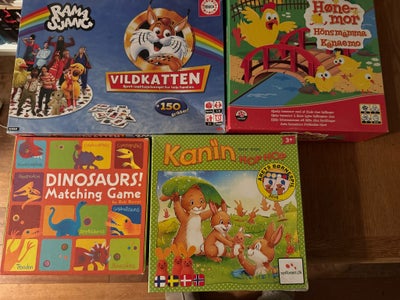 Børne-/familiespil, Familiespil, brætspil, Vildkatten
Hønemor
Kanin hop hop
Dinosaur vendespil

