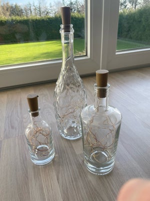 Glasflasker med lys, 3 stk