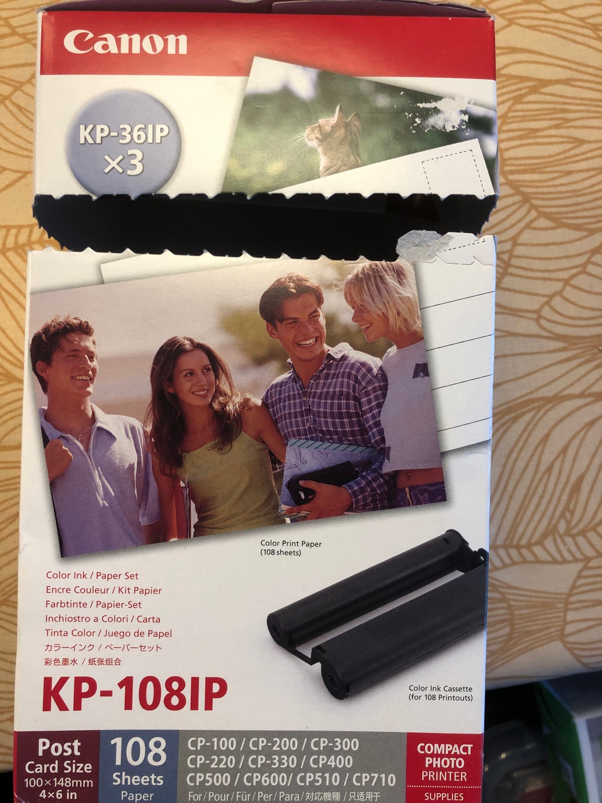 Canon KP-108IP Ink/Paper Set For CP-100, CP-200, CP-300, SELPHY CP710 Color  