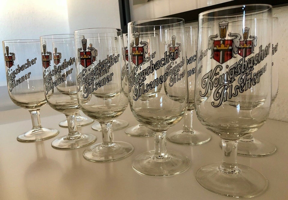Glas, 9 stk. Königsbacher pilsnerglas, Königsbacher