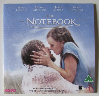 The Notebook, instruktør Nick Cassavetes, DVD, drama, m. bl.a. Ryan Gosling, Gena Rowlands og James 