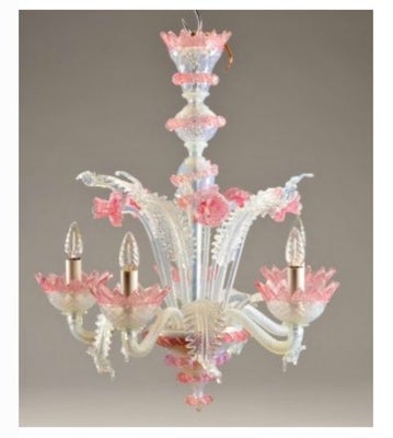 Glas, Venetiansk lysekrone, Murano, Meget smuk 5-armet venetiansk lysekrone fra 1960erne-1970erne I 