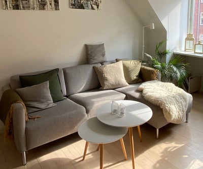 Sofa, 3 pers., Virkelig fin sofa med chaiselong.

Den er købt brugt for to år siden til 2.500.
Sælge
