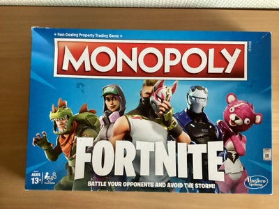 Monopoly Fortnite, Familiespil, brætspil, Spillet er komplet og i god stand med lidt patina på æsken