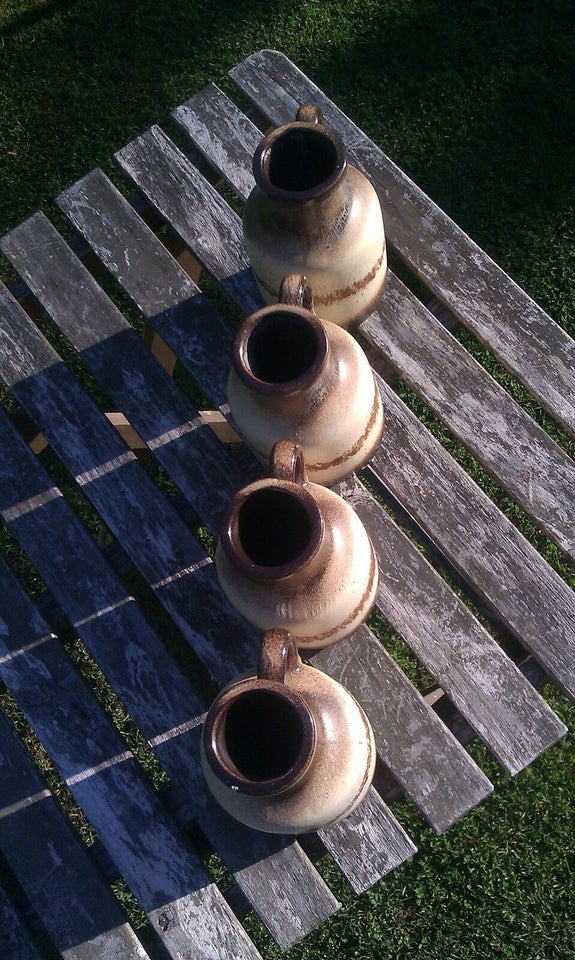 Keramik, Sæt: 4x vaser, brunlige
