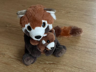 Rød panda med unge, Nature Planet, Rød Panda med unge ca. 23 cm., god kvalitet, som ny, røg- og dyre