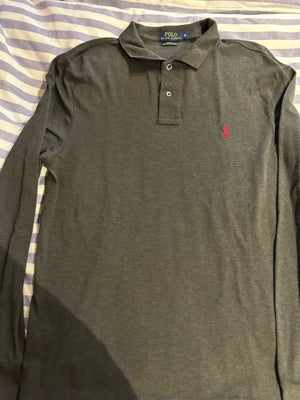 Polo t-shirt, Ralph laurens, str. XL,  Grå,  Bomuld,  Næsten som ny, Langærmet t-shirt i grå brugt e