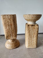 2 keramik blomster vaser / lysestager i en opbevar