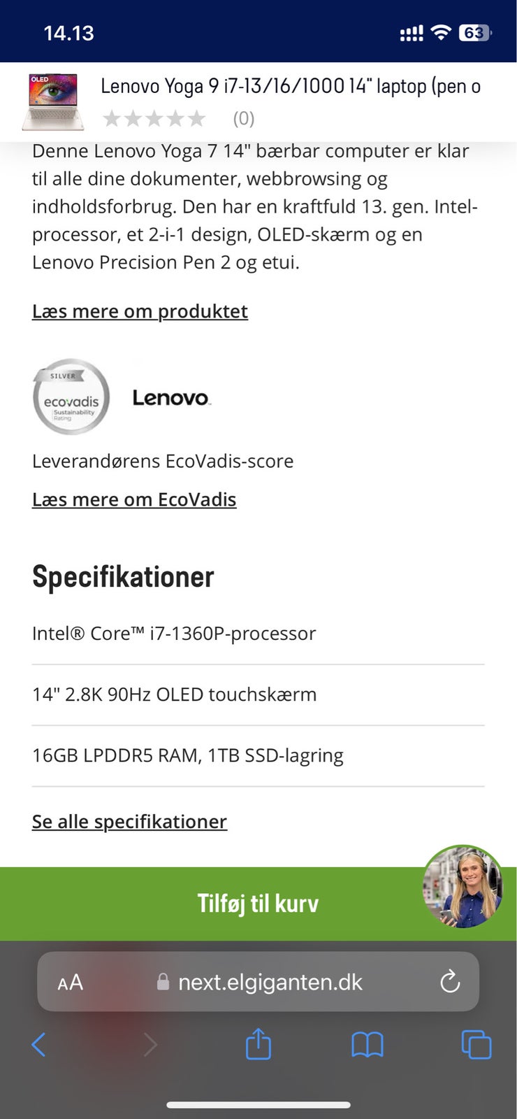 Lenovo Yoga 9, I7-1360p GHz, 16gb GB ram