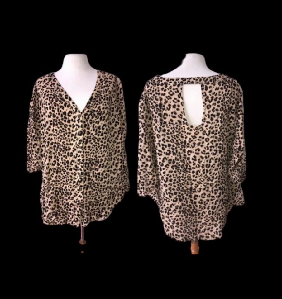 Bluse, Torrid skjorte bluse leopard beige sort 40 L, str. 40