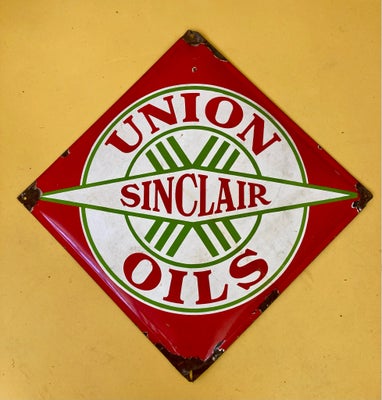 Skilte, Stort emaljeskilt, Stort flot amerikansk emaljeskilt fra olieselskabet fra 1920’erne: union 