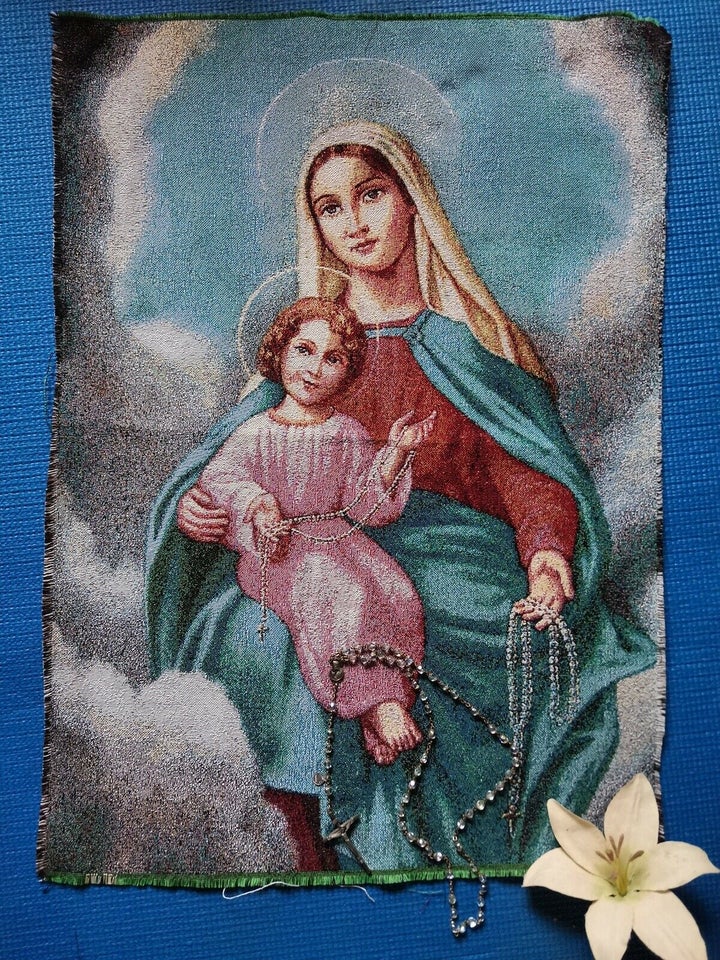 Stof, Jomfru Maria og Jesus gobelin. Stort – dba.dk – Salg af Nyt Brugt