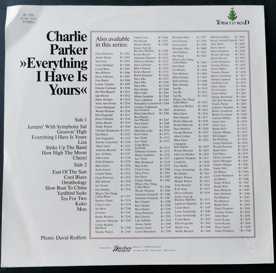 LP, Charlie Parker, Everything I Have Is Yours