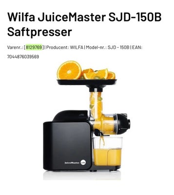 Juicepresser, Wilfa Juicemaster, Wilfa Juicemaster SJD-150B
Nypris kr. 1.100,00 - sælges for kr. 500