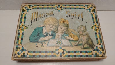 Legetøj, Gammelt tysk klodsmosaik. Komplet og med mønstre., Gammelt tysk Mosaik Spiel med 72 træklod