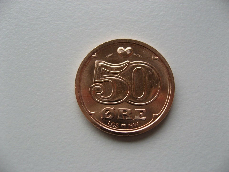 Danmark, mønter, BEGGE 50 ØRER 2016 MØNTMESTER LGS & JS