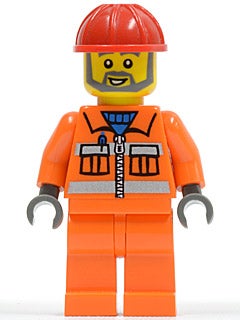 Lego Minifigures, Flere forskellige figurer:

con008 Arbejdsmand, orange 10kr.
con009 Worker 8kr.
co
