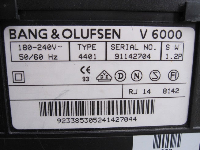 VHS videomaskine, Bang & Olufsen, V6000