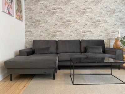 Sofa, velour, 3 pers. , Møbelkompagniet, Møbelkompagniet grå copenhagen velour sofa med venstrevendt