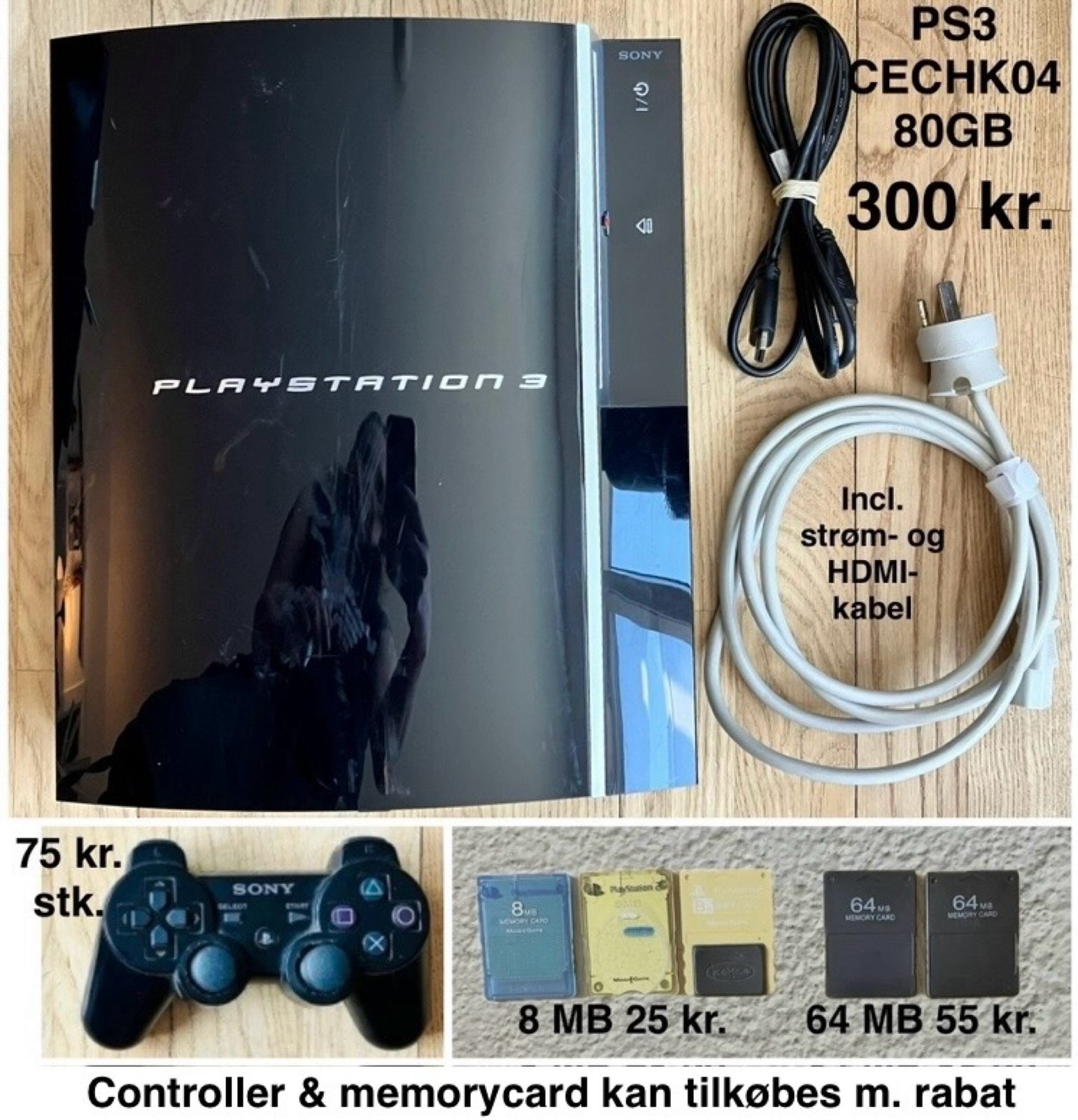 Playstation 3, PS3 CECHK04 + rabat på tilkøbsprodukter,