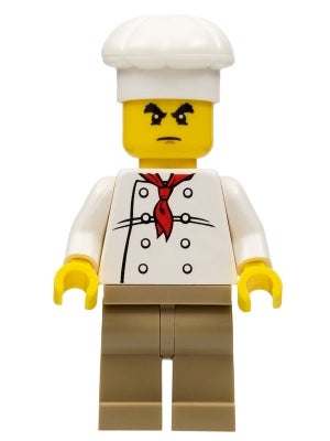 Lego Minifigures, Forskellige kokke:

chef022 Kok 20kr.
chef023 Kok med rød kasket (NEW) 25kr.
chef0