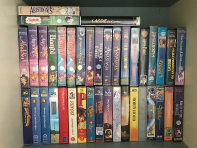 Børnefilm, på VHS, 
Aladdin - 10 kr.
Aristocats - 10 kr.
Bambi - 10 kr.
Junglebogen 2 - 10 kr.
Skønh