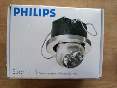 Philips, Mini-spot 4W til loft indbygning, loftslampe, Semi-recessed Adjuatable 230V/12V. Højde 50 m