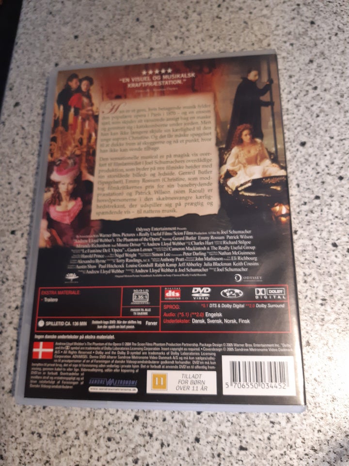 The Phantom Of The Opera, DVD, musical/dans