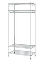 OMAR Shelf with wardrobe rod, stainless steel
