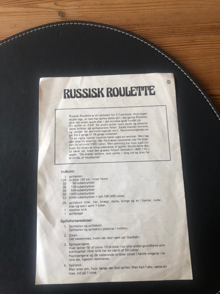 Russisk Roulette, Børne- og Familiespil, brætspil