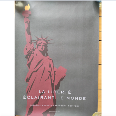 Plakat, Frederic Auguste Bartholdi New York, motiv: La liberte eclairant le monde, frihedsgudinden, 