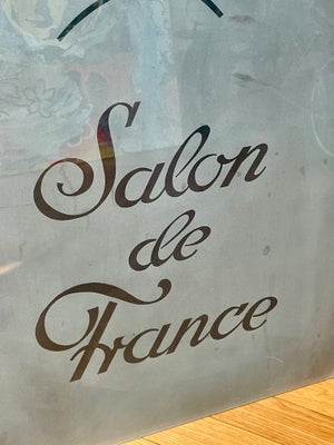 Vintage skilt i matteret glas, Glasskilt “Salon de France” i matteret / frostet glas - fra 1940-50 -