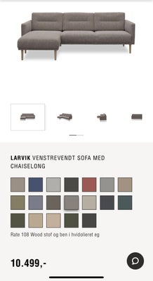 Chaiselong, stof, 3 pers. , Ilva, Flot venstrevendt, grå chaiselong sofa fra Ilva, model Larvik.
Stå