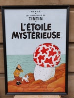 Originale Nye Tintin plakater i sorte trærammer., Herge,