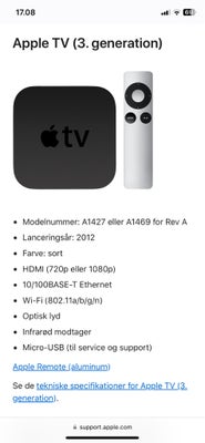 Apple TV, Apple, God, Apple TV 3. Generation. Med fjernbetjening og strømstik

Søgeord: Apple, Chrom