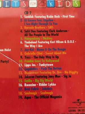 Diverse: Greatest Hits For Kids, pop, Dobbelt cd i okay stand.

Sangliste:

CD 1:
1. Lady Gaga - Pok