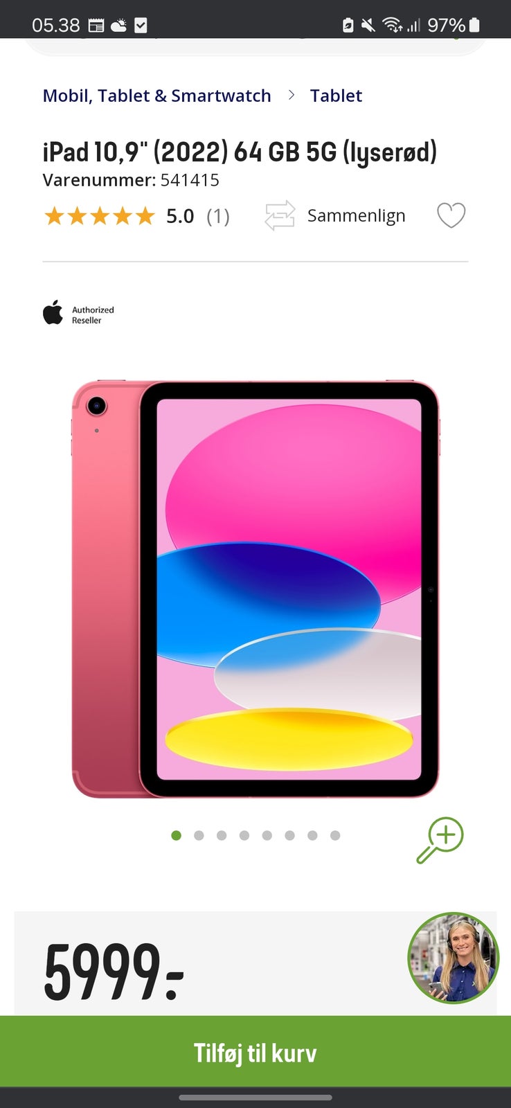 iPad 10, 64 GB, sort