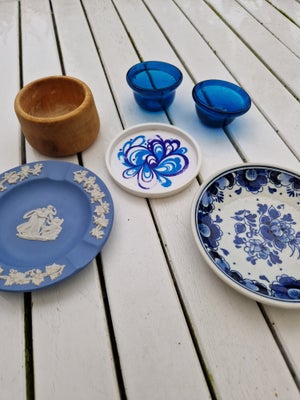 Keramik, Saltkar, glasbrikker, Wedswood, Små retro saltkar til bordet i pustet glas fra 70erne: 100k