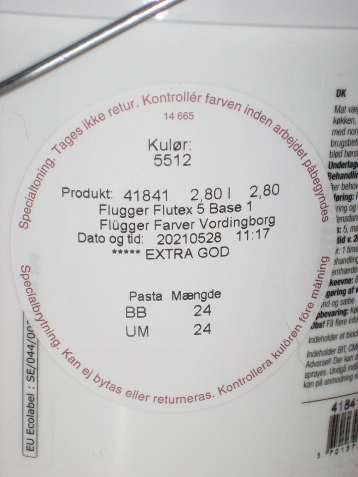 Væg maling / loft maling, Flügger Flutex 5, 3 liter