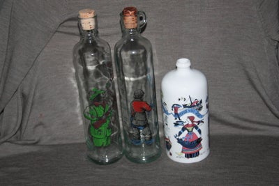Glas, Holmegaard flaske med fisker påtrykt, Holmegaard flaske med fisker påtrykt til måsje snapsen -