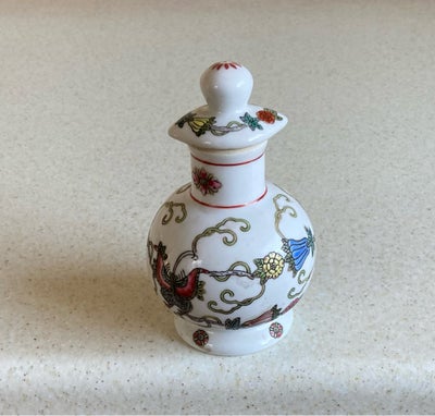 Porcelæn, Krukke med låg, Håndlavet krukke med porcelæn skrueprop. China af ældre dato vintage. Højd