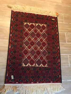 Gulvtæppe, ægte tæppe, Uld, b: 119 l: 84, Afgansk kelim tæppe.
Det ægte tæppe har aldrig været brugt