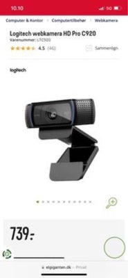 Webcam, Logitech, Perfekt, Sælger denne da jeg ik har en pc mere