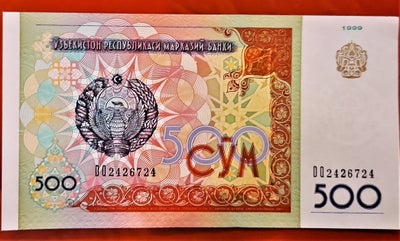 Asien, sedler, 500, 1999, UZBEKISTAN BANKFRISK / UNC! 500 SOM 1999 Amir Timur Tamerlane, Tashkent p8