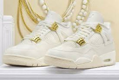 Sneakers, str. 40,5, Nike Air Jordan 4,  Hvid og Guld,  Læder,  Ubrugt, Har købt disse Air Jordan 4 