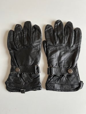 Handsker, Sorte læderhandsker dame M, Ukendt, str. M,  God men brugt, Handsker i sort læder, brugt m