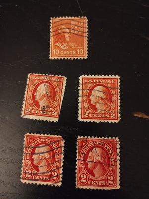USA, stemplet, Præsident George Washington. Den første præsident i USA.
5 frimærker.